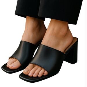 Lisa Vicky Black Sheep Nappa Leather Vital Slip On Heel Sandal Open Toe 7